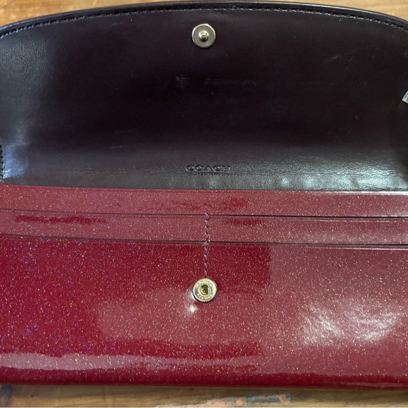 Coach Red Leather Wallet with Embossed Pattern - Picture 5 of 7